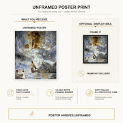 Salvador Dali - Ecumenical Council poster print size comparison and framing display infographic