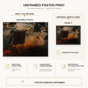Salvador Dali - Great Paranoiac poster print size comparison and framing display infographic