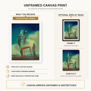 Salvador Dali - Knight of Death canvas print size comparison and framing display infographic