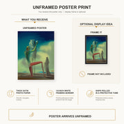 Salvador Dali - Knight of Death poster print size comparison and framing display infographic