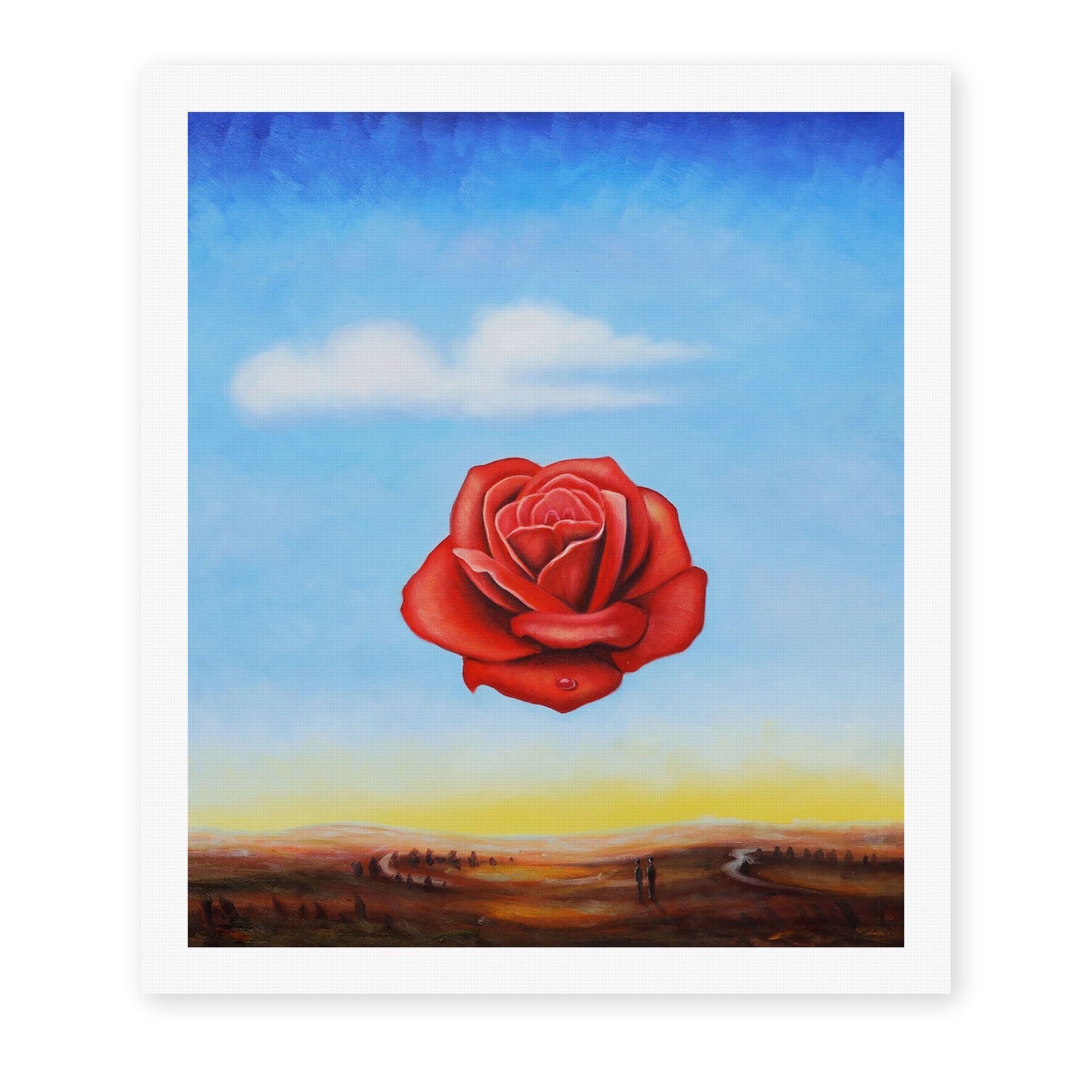 Salvador Dali's 'Meditative Rose' painting reproduced as a rolled canvas print