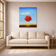 Gallery-wrapped canvas print of Salvador Dali's Meditative Rose displayed on a wall in a living room