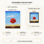 Salvador Dali - Meditative Rose poster print size comparison and framing display infographic