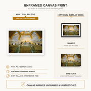 Salvador Dali - Sacrament of the Last Supper canvas print size comparison and framing display infographic