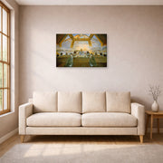 Gallery-wrapped canvas print of Salvador Dali's Sacrament of the Last Supper displayed on a wall in a living room