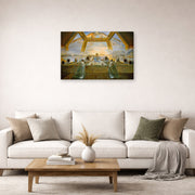 Gallery-wrapped canvas print of Salvador Dali's Sacrament of the Last Supper displayed on a wall in a living room