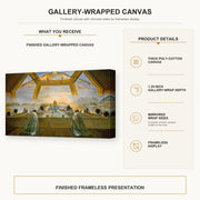 Salvador Dali - Sacrament of the Last Supper gallery wrap canvas construction and hanging details infographic