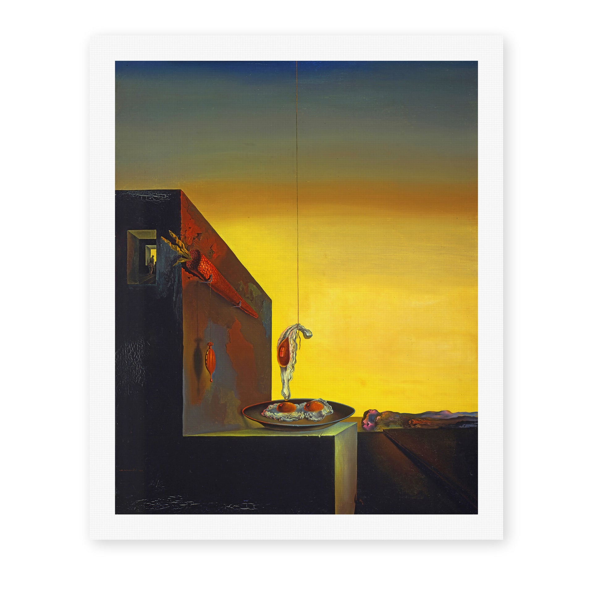 Salvador Dali's 'The Secret of the Hanging Egg' painting reproduced as a rolled canvas print