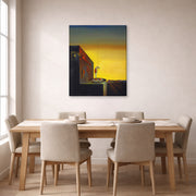 Gallery-wrapped canvas print of Salvador Dali's The Secret of the Hanging Egg displayed on a wall in a dining room