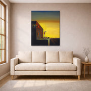 Gallery-wrapped canvas print of Salvador Dali's The Secret of the Hanging Egg displayed on a wall in a living room