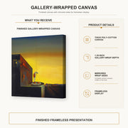 Salvador Dali - The Secret of the Hanging Egg gallery wrap canvas construction and hanging details infographic