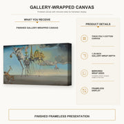 Salvador Dali - The Temptation of St. Anthony gallery wrap canvas construction and hanging details infographic