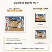 Salvador Dali - Three Cornered Hat canvas print size comparison and framing display infographic