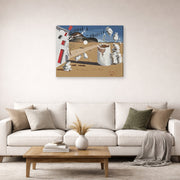 Gallery-wrapped canvas print of Salvador Dali's Three Cornered Hat displayed on a wall in a living room