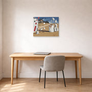 Gallery-wrapped canvas print of Salvador Dali's Three Cornered Hat displayed on a wall in a office