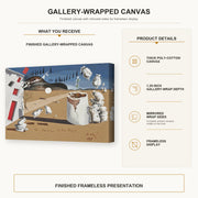 Salvador Dali - Three Cornered Hat gallery wrap canvas construction and hanging details infographic
