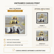 Salvador Dali - Three Glorious Enigmas of Gala canvas print size comparison and framing display infographic