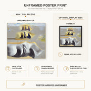 Salvador Dali - Three Glorious Enigmas of Gala poster print size comparison and framing display infographic