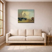 Gallery-wrapped canvas print of Salvador Dali's Transitional Moment displayed on a wall in a living room