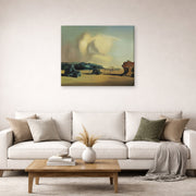 Gallery-wrapped canvas print of Salvador Dali's Transitional Moment displayed on a wall in a living room