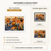 Salvador Dali - Tuna Fishing canvas print size comparison and framing display infographic