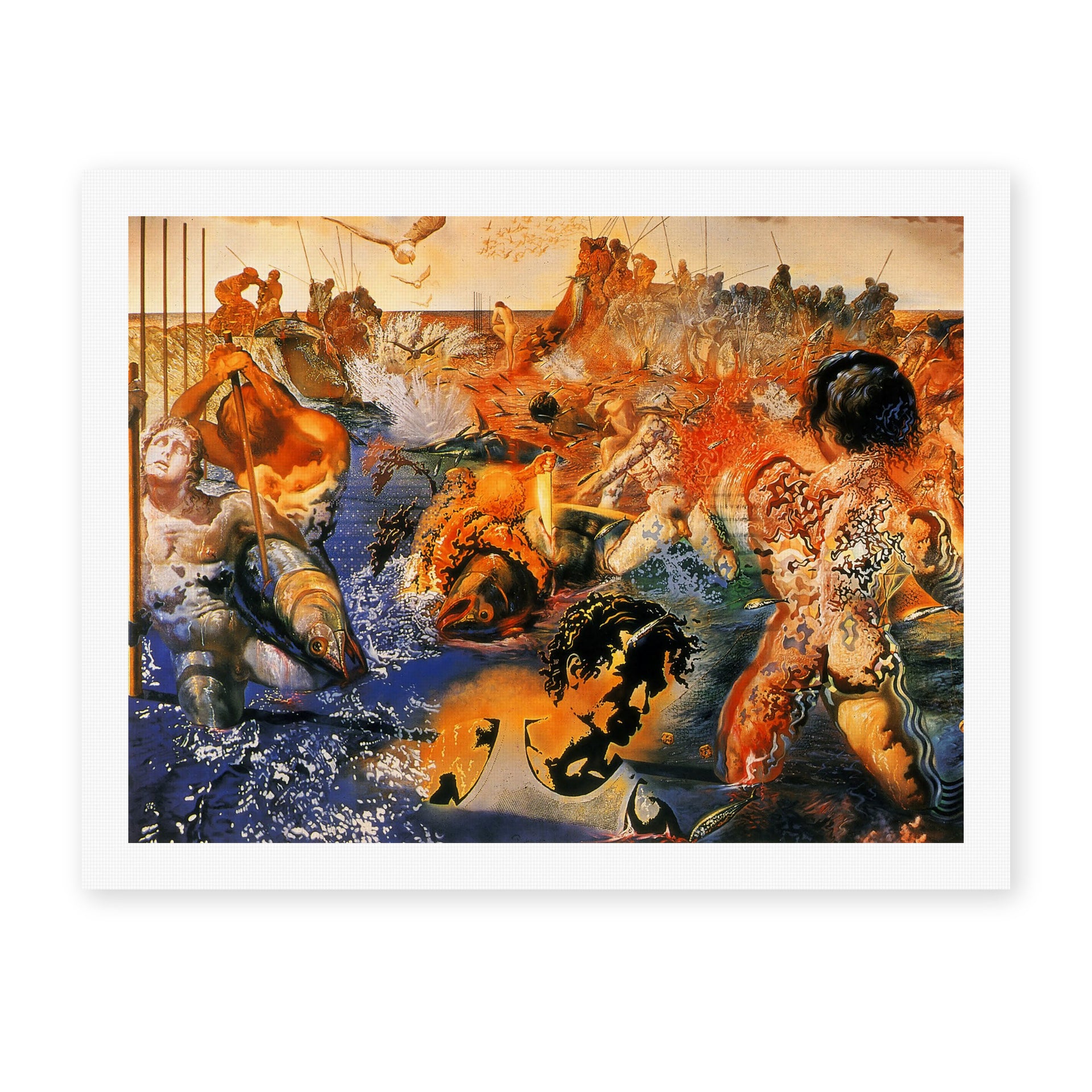 Salvador Dali's 'Tuna Fishing' painting reproduced as a rolled canvas print