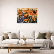 Gallery-wrapped canvas print of Salvador Dali's Tuna Fishing displayed on a wall in a living room