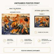 Salvador Dali - Tuna Fishing poster print size comparison and framing display infographic
