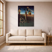 Gallery-wrapped canvas print of Salvador Dali's Woman With a Head of Roses displayed on a wall in a living room