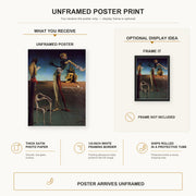 Salvador Dali - Woman With a Head of Roses poster print size comparison and framing display infographic