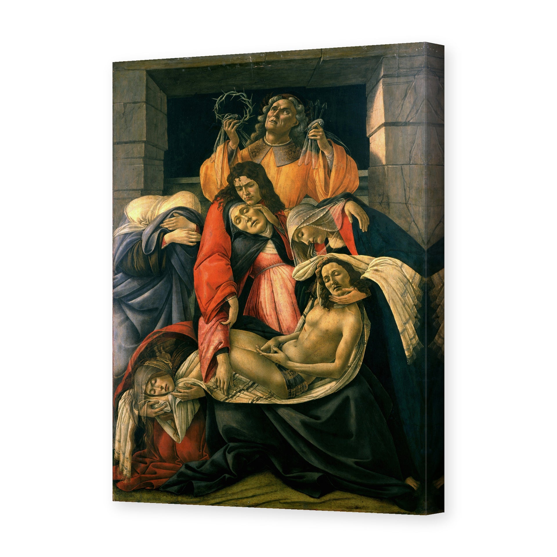 Sandro Botticelli's 'Lamentation over the Dead Christ' painting reproduced as a gallery-wrapped canvas print
