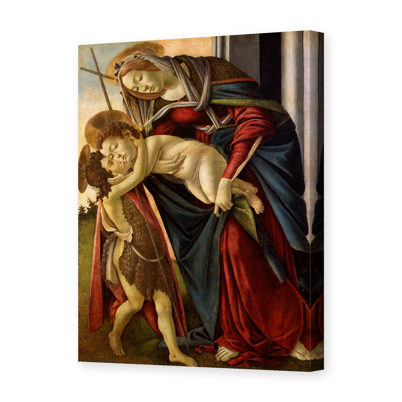 Sandro Botticelli's 'Madonna and Child with John the Baptist' painting reproduced as a gallery-wrapped canvas print