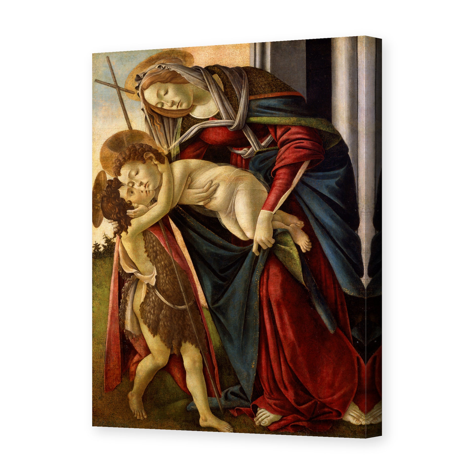 Sandro Botticelli's 'Madonna and Child with John the Baptist' painting reproduced as a gallery-wrapped canvas print