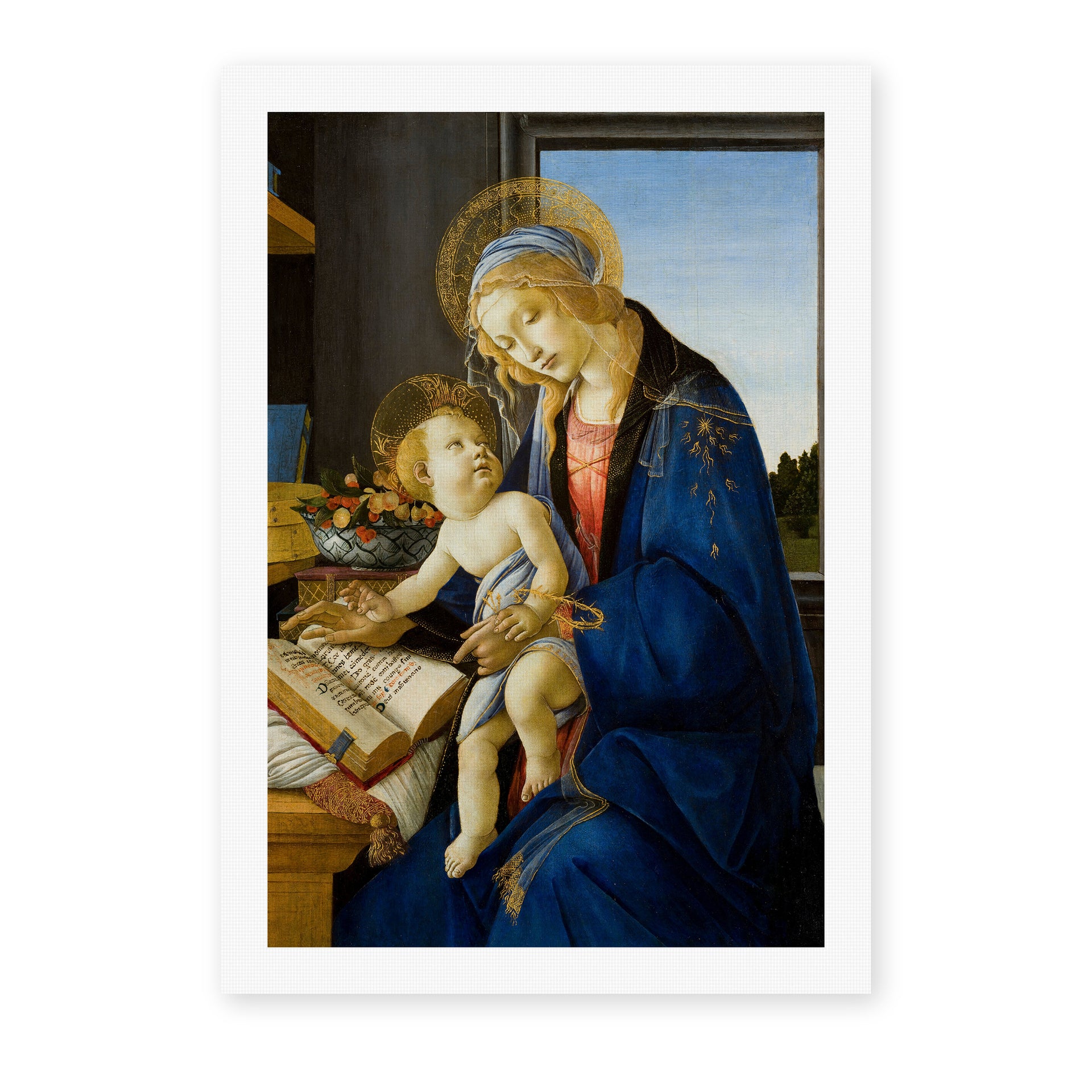 Sandro Botticelli's 'Madonna of the Book' painting reproduced as a rolled canvas print