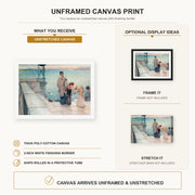 Sir Lawrence Alma-Tadema - A Kiss canvas print size comparison and framing display infographic