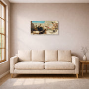 Gallery-wrapped canvas print of Sir Lawrence Alma-Tadema's A Reading from Homer displayed on a wall in a living room