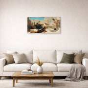 Gallery-wrapped canvas print of Sir Lawrence Alma-Tadema's A Reading from Homer displayed on a wall in a living room