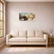 Unframed poster print of Sir Lawrence Alma-Tadema's A Reading from Homer displayed on a wall in a living room