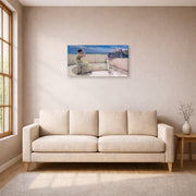 Gallery-wrapped canvas print of Sir Lawrence Alma-Tadema's Expectations Hope Springs Eternal displayed on a wall in a living room