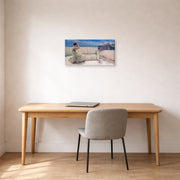 Gallery-wrapped canvas print of Sir Lawrence Alma-Tadema's Expectations Hope Springs Eternal displayed on a wall in a office