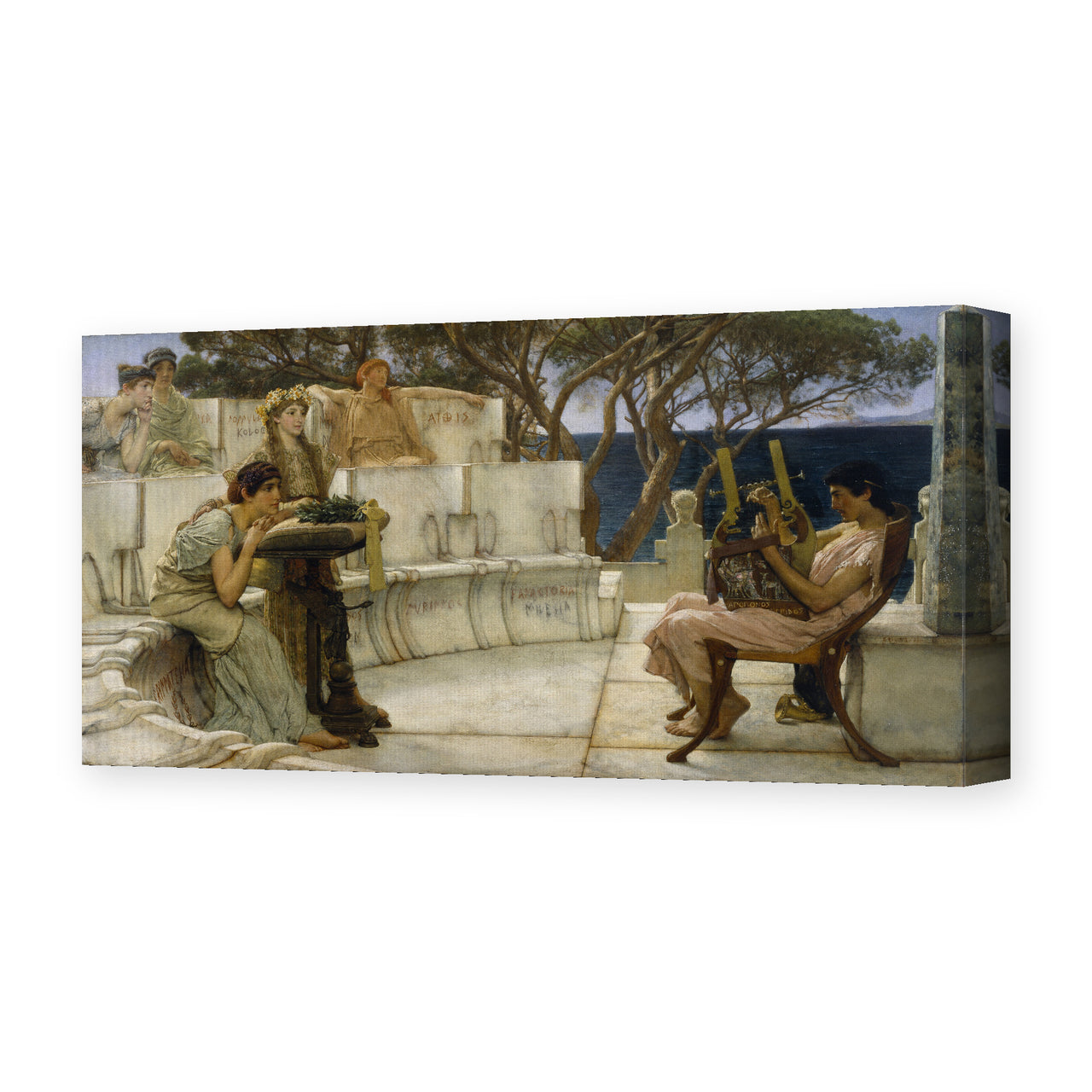 Sir Lawrence Alma-Tadema's 'Sappho and Alcaeus' painting reproduced as a gallery-wrapped canvas print