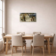 Gallery-wrapped canvas print of Sir Lawrence Alma-Tadema's Sappho and Alcaeus displayed on a wall in a dining