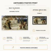 Sir Lawrence Alma-Tadema - Sappho and Alcaeus poster print size comparison and framing display infographic