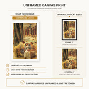 Sir Lawrence Alma-Tadema - The Baths of Caracalla canvas print size comparison and framing display infographic