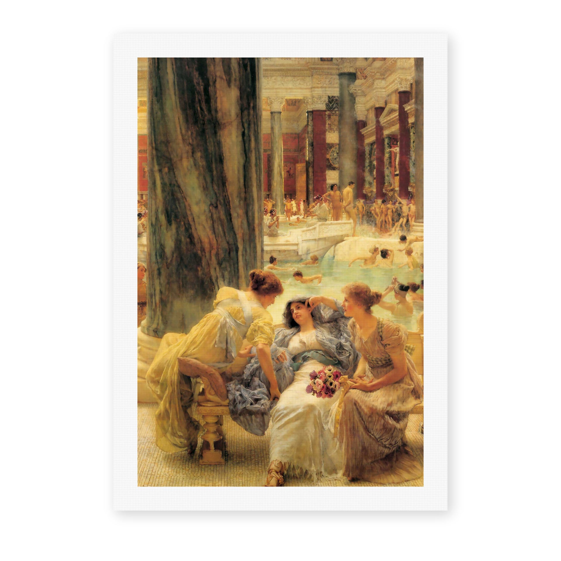 Sir Lawrence Alma-Tadema's 'The Baths of Caracalla', depicting the grand public baths of ancient Rome, reproduced as a rolled canvas print
