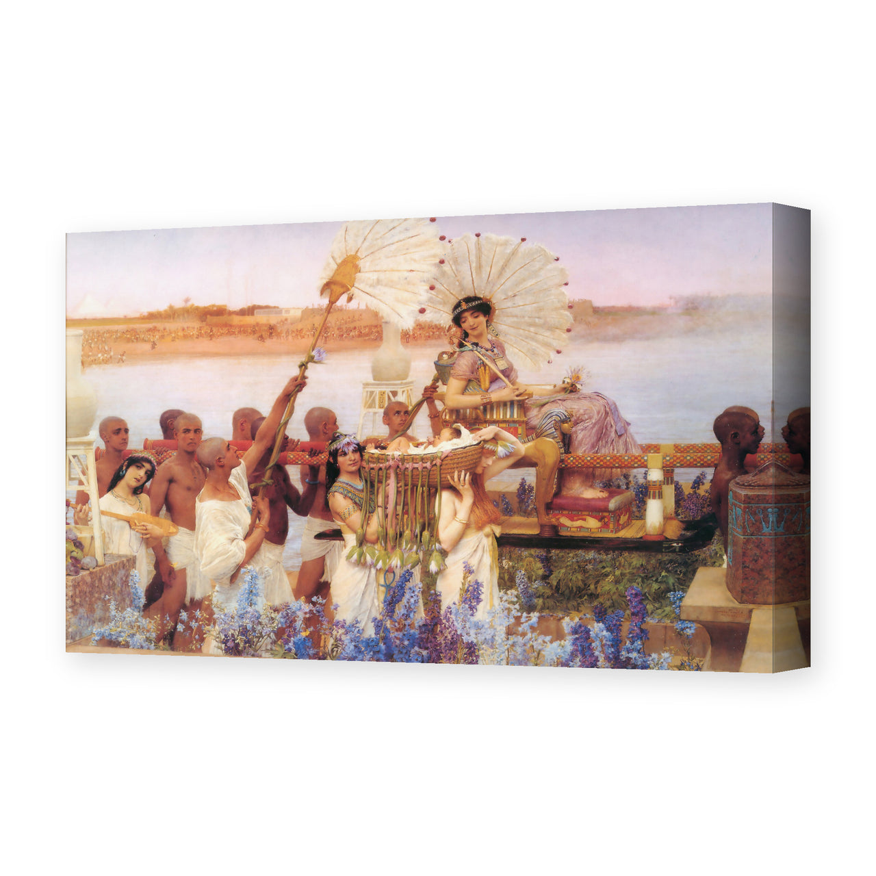 Sir Lawrence Alma-Tadema's 'The Finding of Moses', depicting the infant Moses being found among the reeds of the Nile, reproduced as a gallery-wrapped canvas print