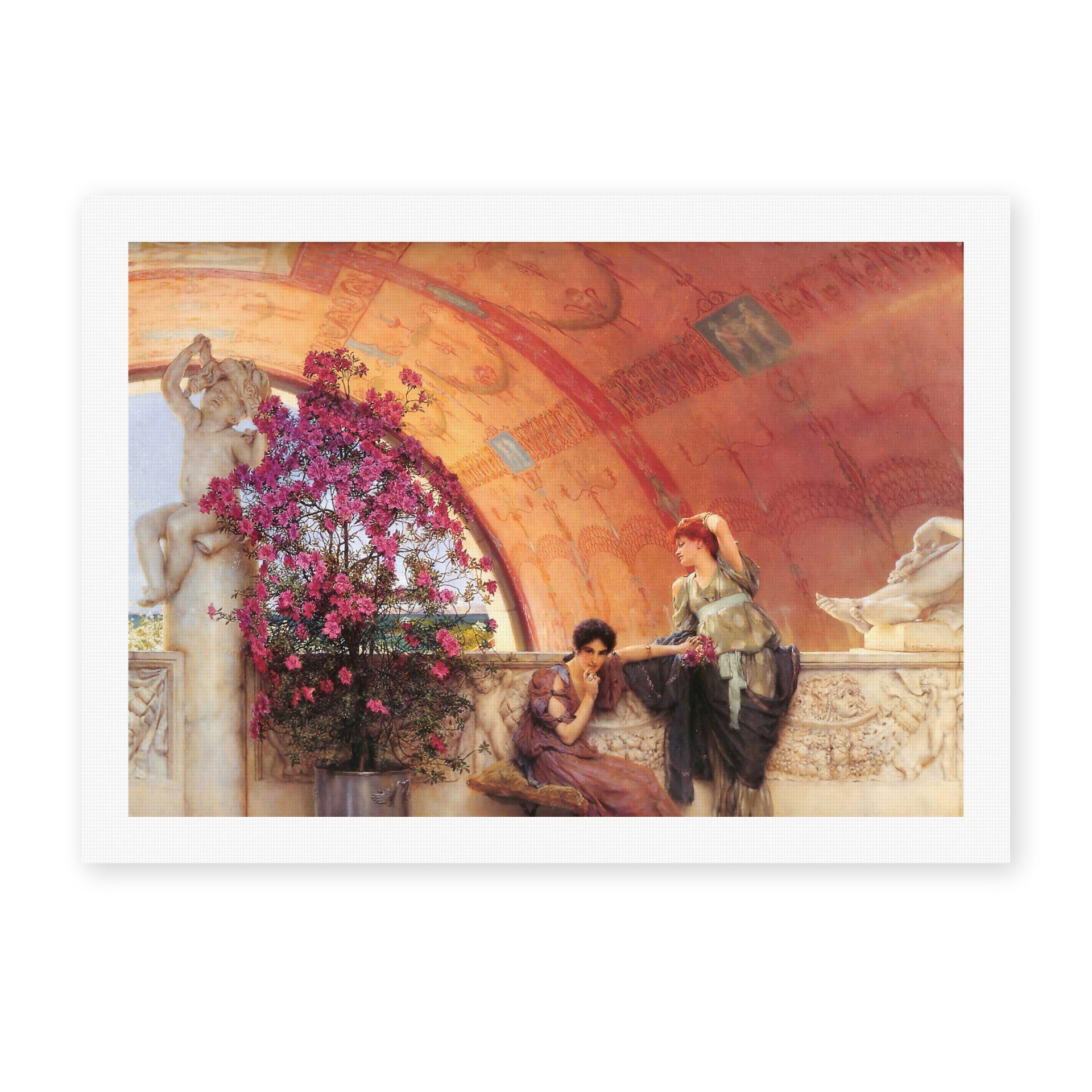 Sir Lawrence Alma-Tadema's 'Unconscious Rivals' painting reproduced as a rolled canvas print