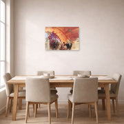 Unframed poster print of Sir Lawrence Alma-Tadema's Unconscious Rivals displayed on a wall in a dining