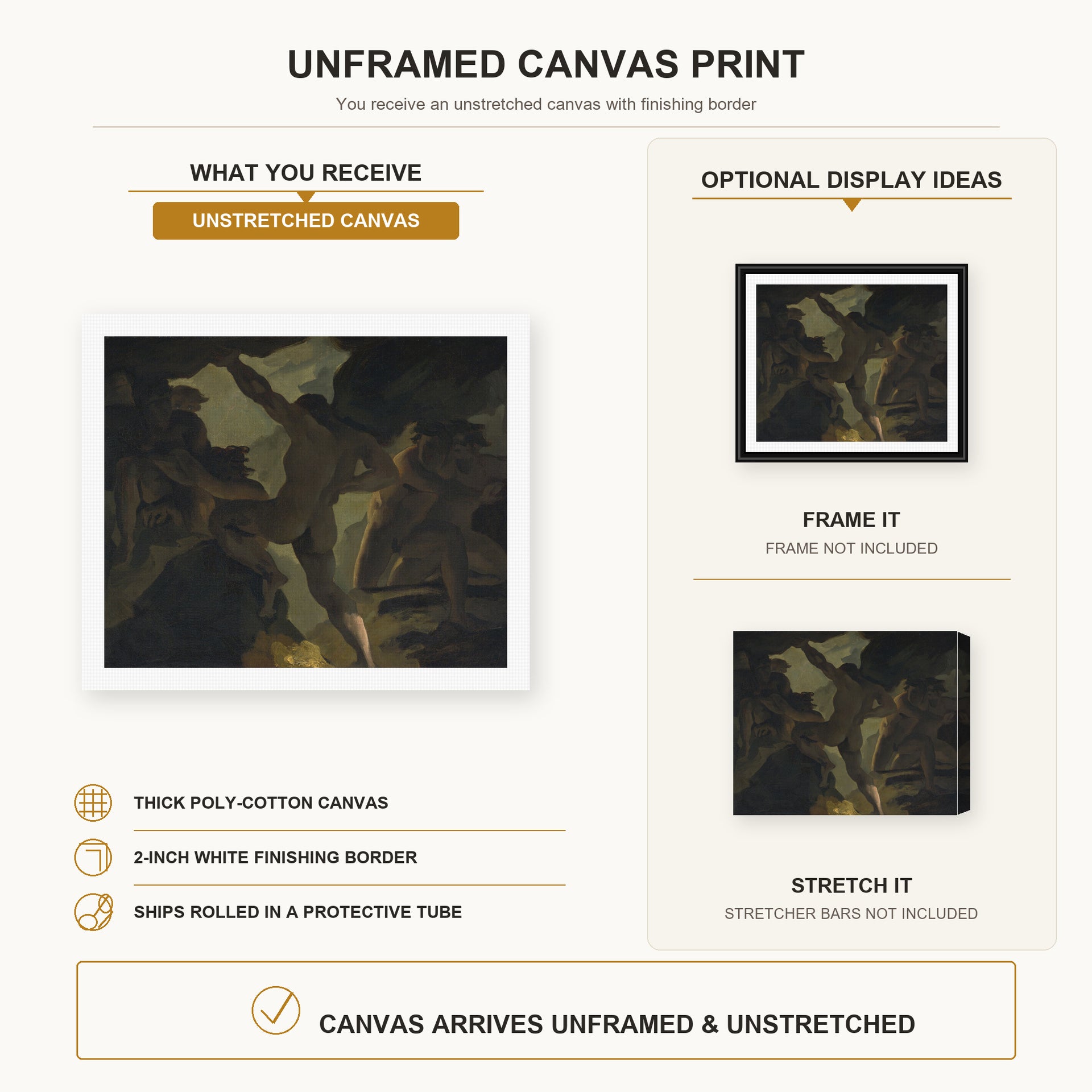 Theodore Gericault - Episode De La Guerre Des Titans - canvas print combined product and display infographic frame and bars not included