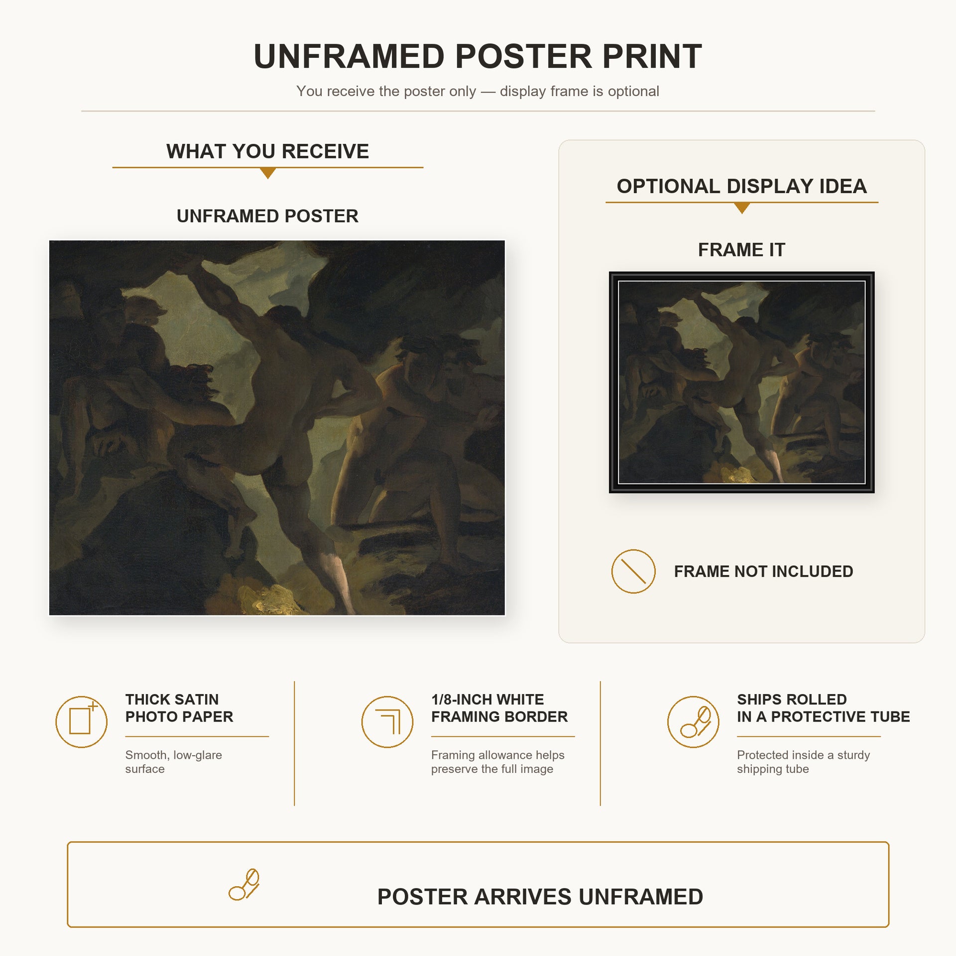Theodore Gericault - Episode De La Guerre Des Titans - poster print combined product and display infographic